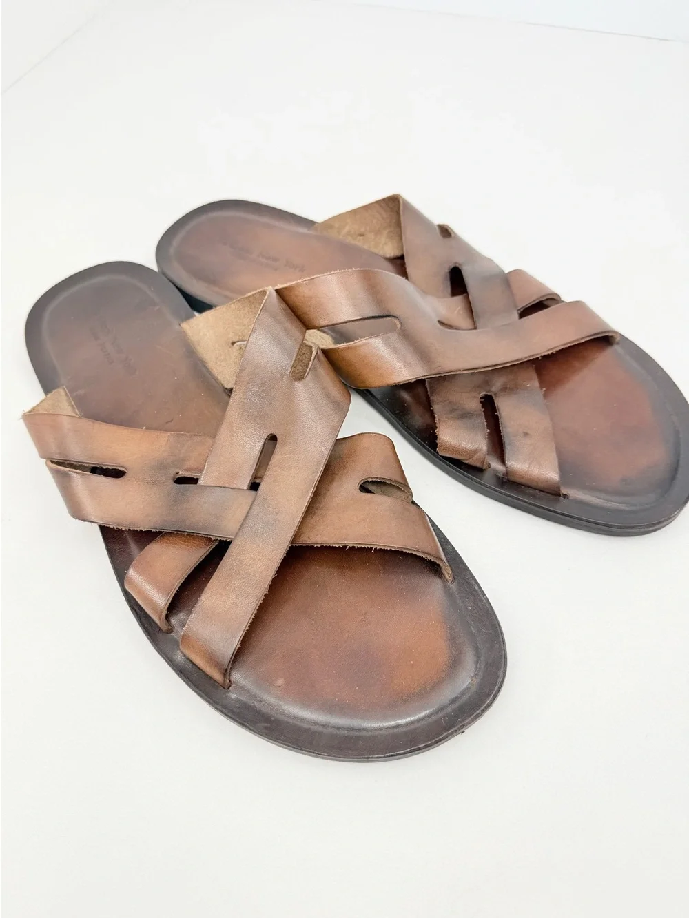 To Boot New York Adam Derrick PALM BEACH 100% Italian Leather Woven Slide Sandal